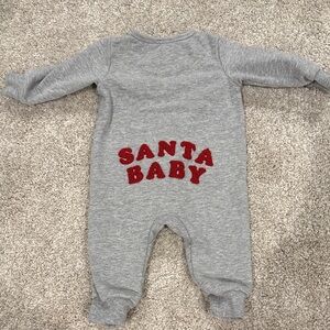 Petit Lem Gray and Red 'Santa Baby' Footie